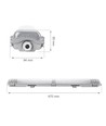 60cm Limea T8 LED armatur, gennemfortrådet - Til 2x 60cm LED rør, IP65 vandtæt