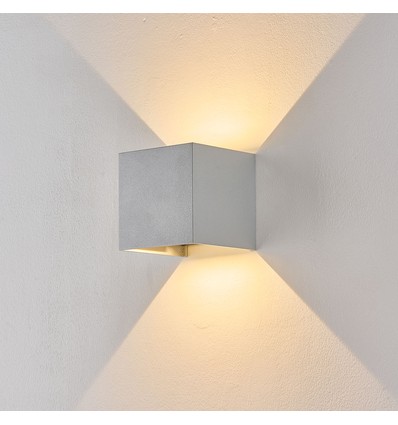 6W CUBIC PRO væglampe - IP65, sølvgrå, sløjfbar, justerbar, firkantet, op/ned, inde / ude, inkl. lyskilde