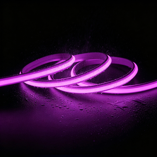 5m 9W/m Lilla/pink Slim COB strip - 230V, IP67 vandtæt, 296 LED, kan klippes for hver 10cm