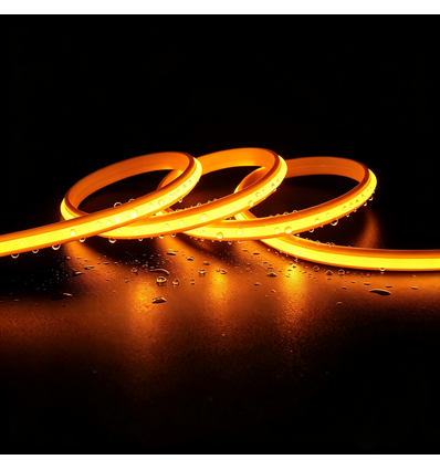 5m 9W/m Gul Slim COB strip - 230V, IP67 vandtæt, 296 LED, kan klippes for hver 10cm