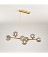 Siena 7xG9 langbordspendel messing/røgfarvet - 90cm, røgfarvet glas, inkl. wireophæng, uden lyskilde