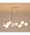 Lucca 10xG9 langbordspendel messing/hvid - 98cm, Hvidt matteret glas, inkl. wireophæng, uden lyskilde