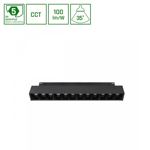 LEDlife 12W System Shift Grid S skinnespot - CCT switch, 40 grader, 2-faset, sort