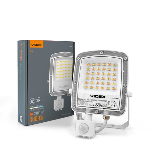 30W LED projektør med sensor - CCT, IP65, PIR bevægelsessensor, sort kabinet