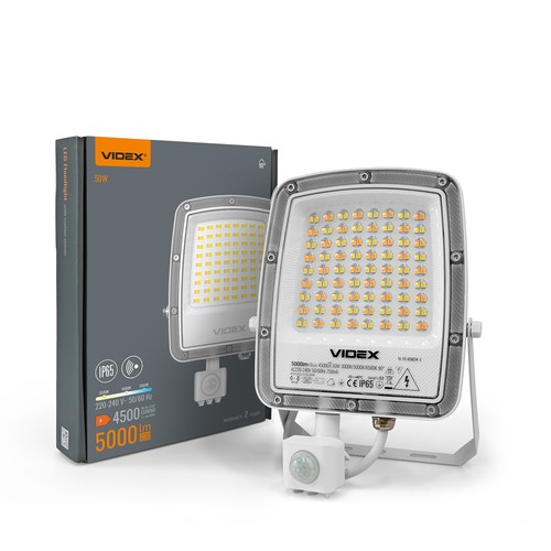 50W LED projektør med sensor - CCT, IP65, bevægelsessensor, udendørs