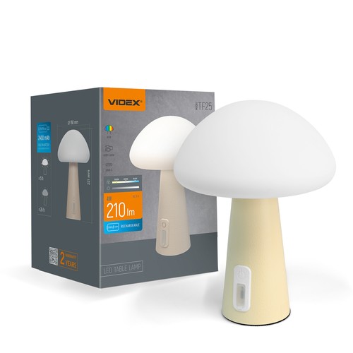 Genopladelig Mushroom LED bordlampe - RGB + 3000K, kold hvid, transportabel