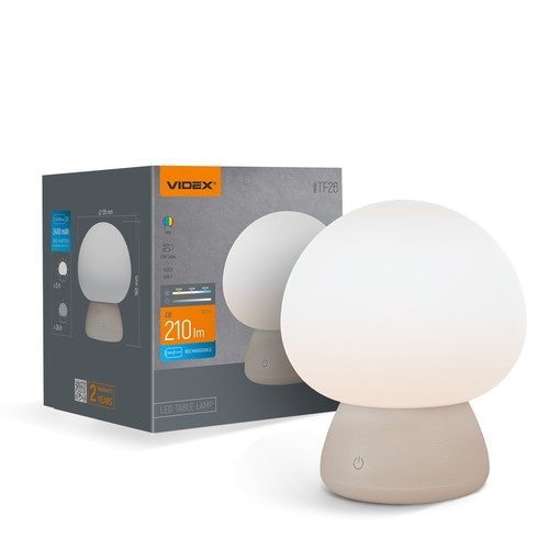 Genopladelig Mushroom LED bordlampe - RGB + 3000K kold hvid, transportabel