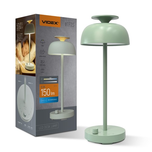 Genopladelig LED skrivebordslampe med white noise - Neutral hvid + RGB, grøn, inkl. lyskilde