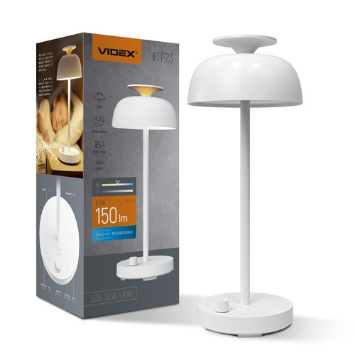 Genopladelig LED skrivebordslampe med white noise - RGB+W, neutral hvid, transportabel