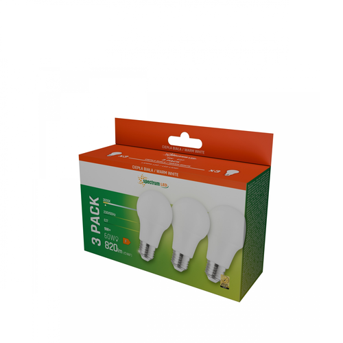 3-pak E27 9W LED pære - Varm hvid