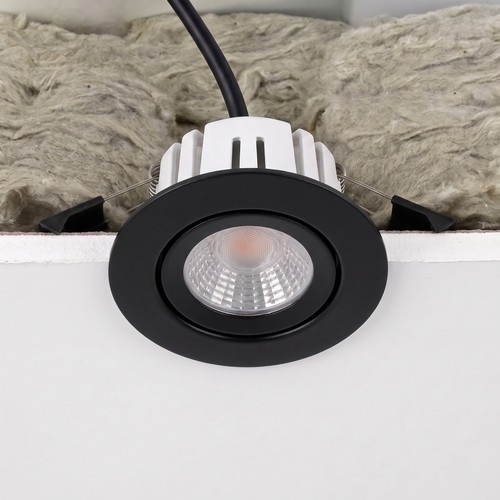 7W RA96 CCT + DimToWarm indbygningsspot til isolering - Dæmpbar, Hul: Ø6,8 cm, Mål: Ø9,3 cm, sort