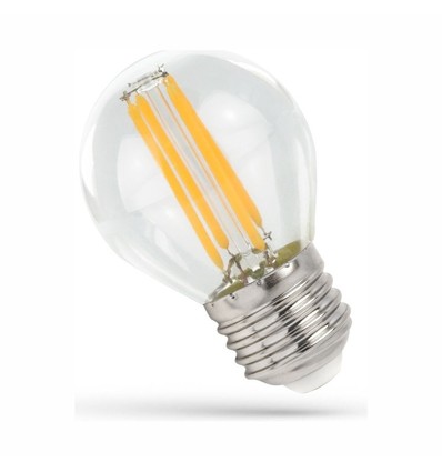 E27 5,5W LED kronepære filament - G45, 300° spredning