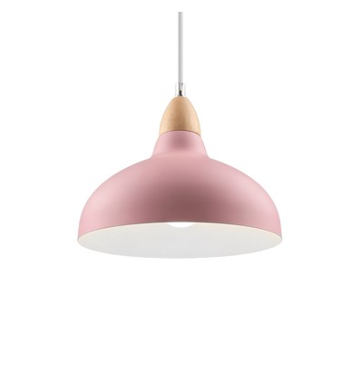 BIRK Pink Ø24cm pendel - E27 fatning, 2m ledning, Metal / Træ