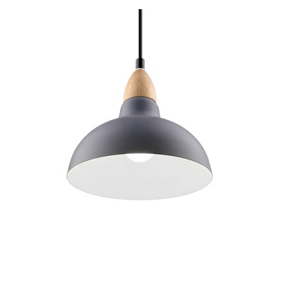 BIRK Blå Ø19cm pendel - E27 fatning, 2m ledning, Metal / Træ
