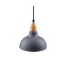 BIRK gråblå Ø24cm pendel - E27 fatning, 2m ledning, Metal / Træ