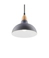 BIRK gråblå Ø24cm pendel - E27 fatning, 2m ledning, Metal / Træ