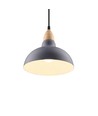 BIRK gråblå Ø24cm pendel - E27 fatning, 2m ledning, Metal / Træ