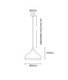 BIRK Grå Ø24cm pendel - E27 fatning, 2m ledning, Metal / Træ