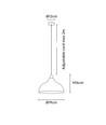 BIRK Grå Ø19cm pendel - E27 fatning, 2m ledning, Metal / Træ