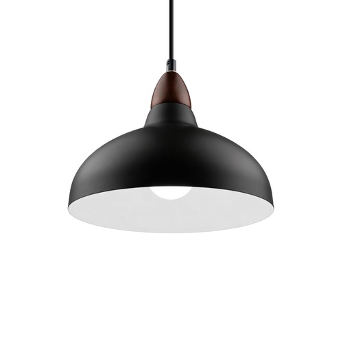 BIRK Sort Ø19cm pendel - E27 fatning, 2m ledning, Metal / Træ
