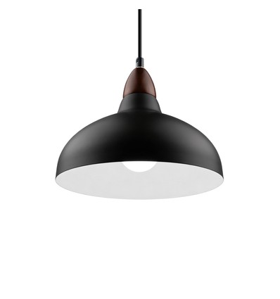 BIRK Sort Ø24cm pendel - E27 fatning, 2m ledning, Metal / Træ