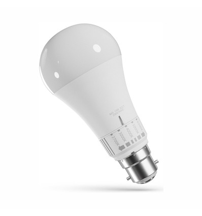 B22 13W LED pære - 5CCT, GLS, 5 lyskulører i én pære