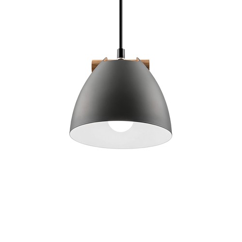 HOLM Grå Ø16cm pendel - E27 fatning, 2m ledning, Metal / Træ
