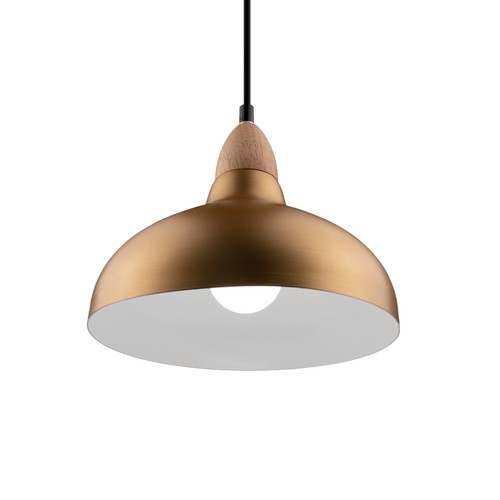 BIRK Børstet Messing Ø19cm pendel - E27 fatning, 2m ledning, Aluminium