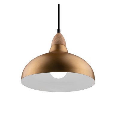 BIRK Børstet Messing Ø24cm pendel - E27 fatning, 2m ledning, Aluminium