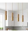 MALM E14 cylinder pendel guld/træ - 2m ledning, med roset, uden lyskilde.