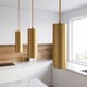 MALM E14 guld cylinder pendel - 2m ledning, med roset, uden lyskilde.