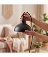 BIRK Sort Ø19cm pendel - E27 fatning, 2m ledning, Metal / Træ
