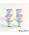 4x GU10 5W Smart Home LED pære - Bluetooth, 6,6 cm høj, virker med Google Home, Alexa og smartphones