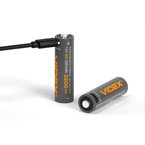 2 stk. AA batterier, USB-C Genopladelig - 1,5V, 2200mAh, Li-ion batterier