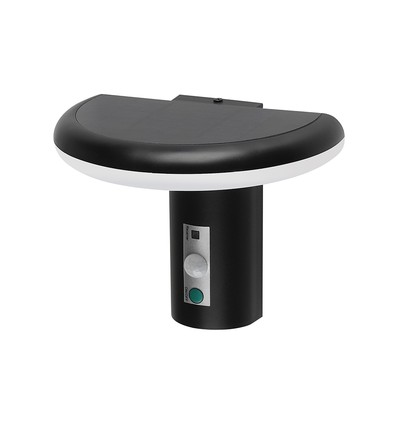 2W LED solcelle havelampe med sensor - IP54, 3000K, sort