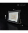 V-Tac 30W Slimline LED projektør - Sort hus, 4000K