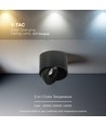 12W LED påbygningsspot - IP44, sort, CCT, Cree chip