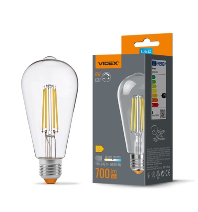 E27 6W dæmpbar filament LED pære - ST64, neutral hvid