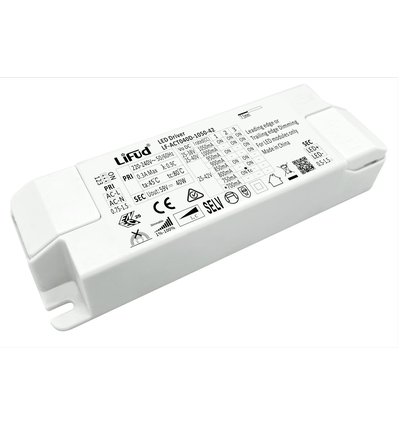 Lifud 40W / 700-1050mA dæmpbar LED driver - 25-42V, Triac fasedæmp, flicker free