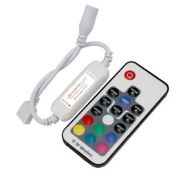 RGB LED strip tilbehør Mini RGB controller inkl. fjernbetjening - 12V (72W), 24V (144W)