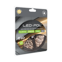 LED-POL Sæt LED strip neutral hvid 3m 60 LED/m, + Strømforsyning