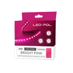 LED-POL LED strip, 120 LED/m, 12V, 14,6W/m, IP20 10mm BRIGHT PINK 3 års garanti