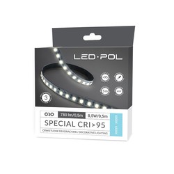 LED-POL LED strip 120 LED/m CW, 12V, 17W/m, RA95 IP20 8mm 3 års garanti, 6000K