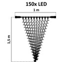 Restsalg: 23 Watt LED Lysgardin Lyskæde - 1x1,5 meter, Kold Hvid, 150 Led