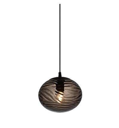 Halo Design - Handmade Smoke farvet glas pendel Ø22cm stofkabel