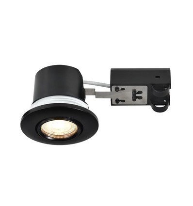 Nordlux GU10 indbygningsspot Umberto - Sort, IP44, godkendt i isolering