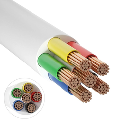 RGB+W LED strip 12-24V RGB+CCT kabel, hvid rund - 6 x 0,5 mm², metervare, min. 5 meter