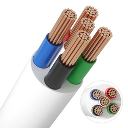 RGB+W LED strip 12-24V RGB+W kabel, hvid rund - 5 x 0,5 mm², metervare, min. 5 meter