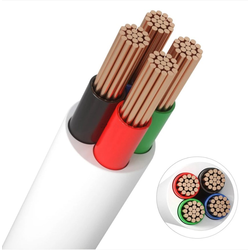 Kabler 12-24V RGB kabel, hvid rund - 4 x 0,5 mm², metervare, min. 5 meter