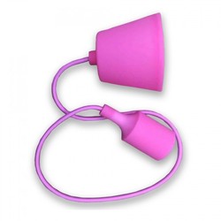 LED pendel Restsalg: V-Tac silikone pendellampe med stofledning - Pink, E27